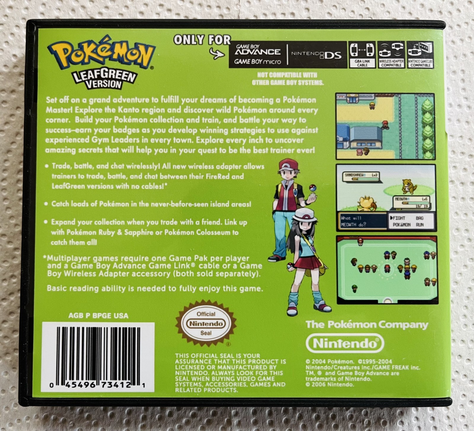 Pokemon Leaf Green Version Case Only Game Boy Box Pokémon Nintendo DS Case Sized