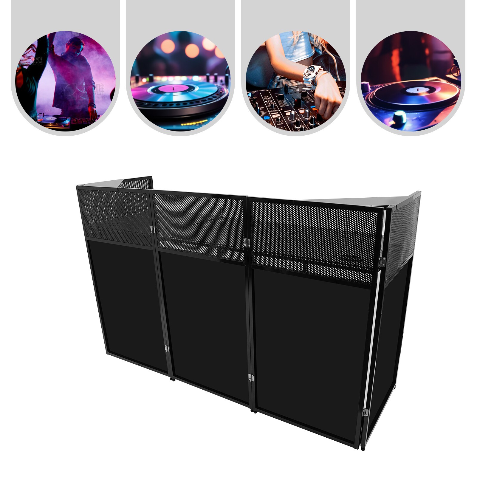 DJ Event Facade Black White Scrim Metal Frame Booth &  23“x73” Flat Table Top