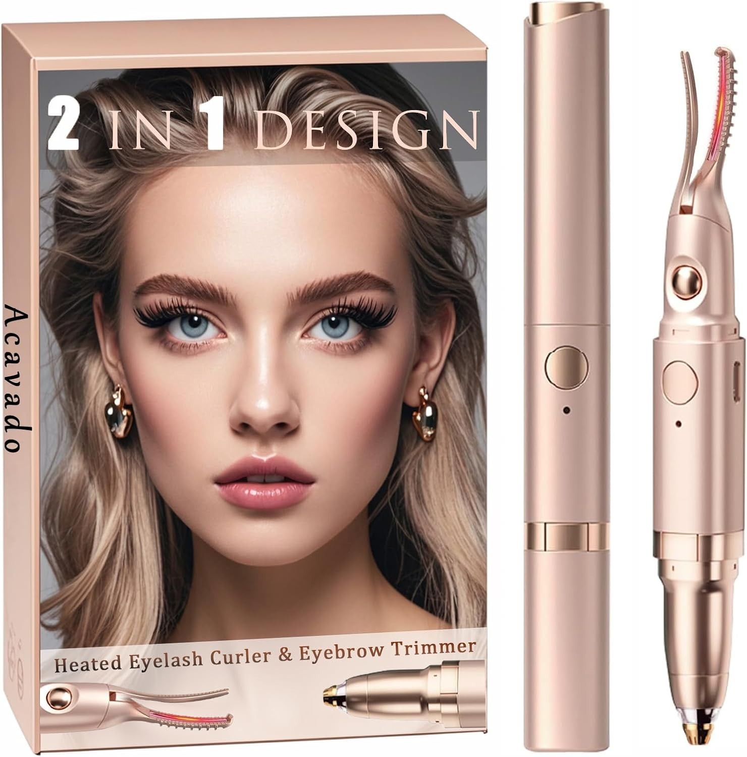 Heated Eyelash Curler, 2 in 1 Eye Lash Curler and Eyebrow Trimmer for Women B63