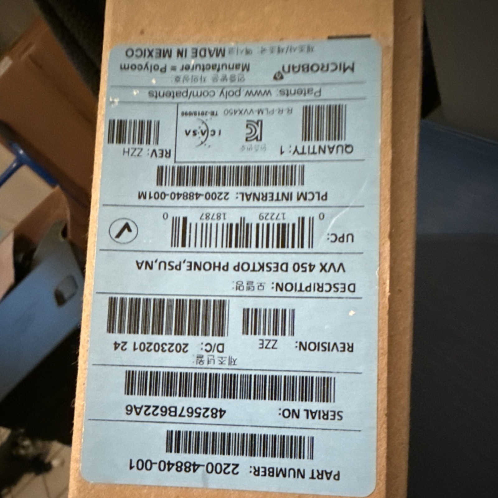 Poly VVX 450 12-Line Business IP Phone Ethernet RJ-45 MPN 2200-48840-001