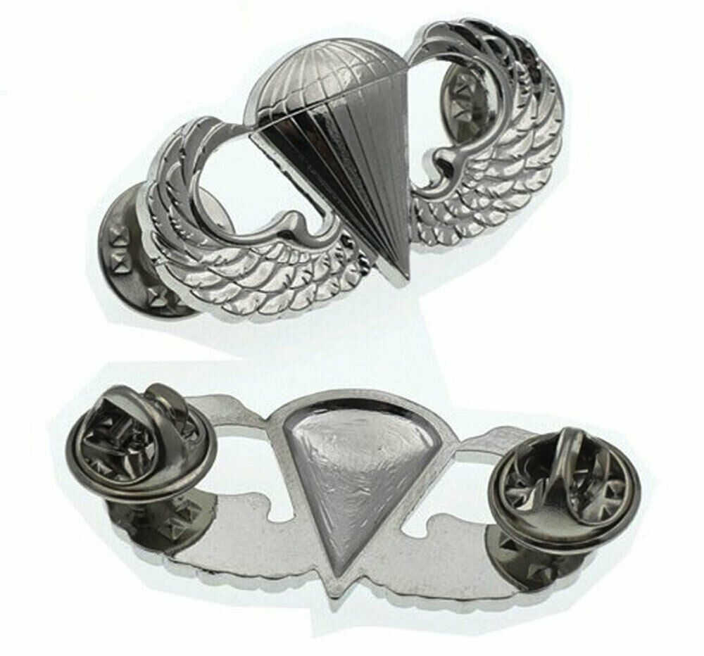 US Army Parachutist Metal Badge Basic Jump Wings Silver- US284