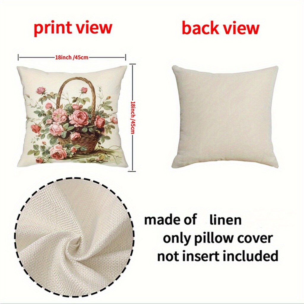 4 Piece Vintage Rustic Floral Pillowcases Home Decor
