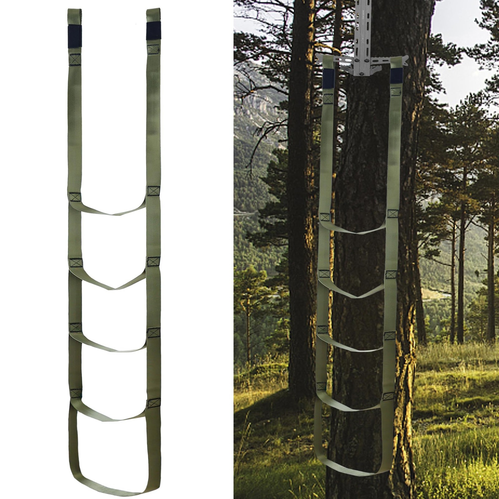 4 Step Climbing Aider for Hunting Climbing Stick Aider Webbing Rope Ladder Li...