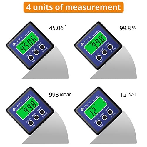 Digital Angle Finder LCD Digital Angle Gauge Waterproof Protractor Blue