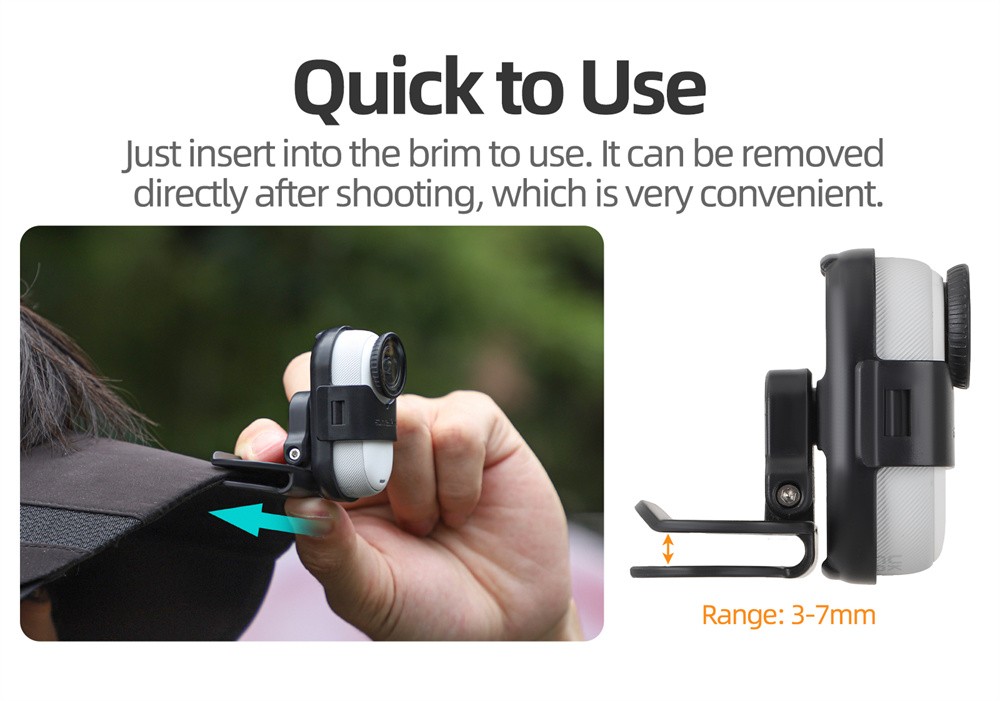Baseball Hat Clip Mount Baseball Cap Clamp Quick for Insta360 GO3/3S Camera