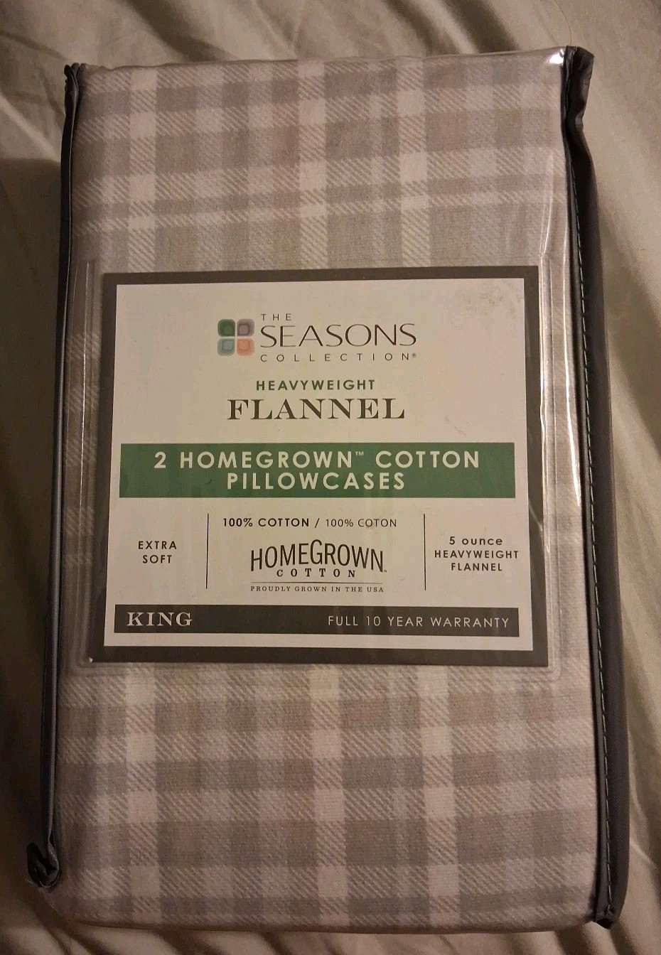 The Seasons Collection Heavyweight Flannel 2 King Pillowcases 100% Cotton GRAY