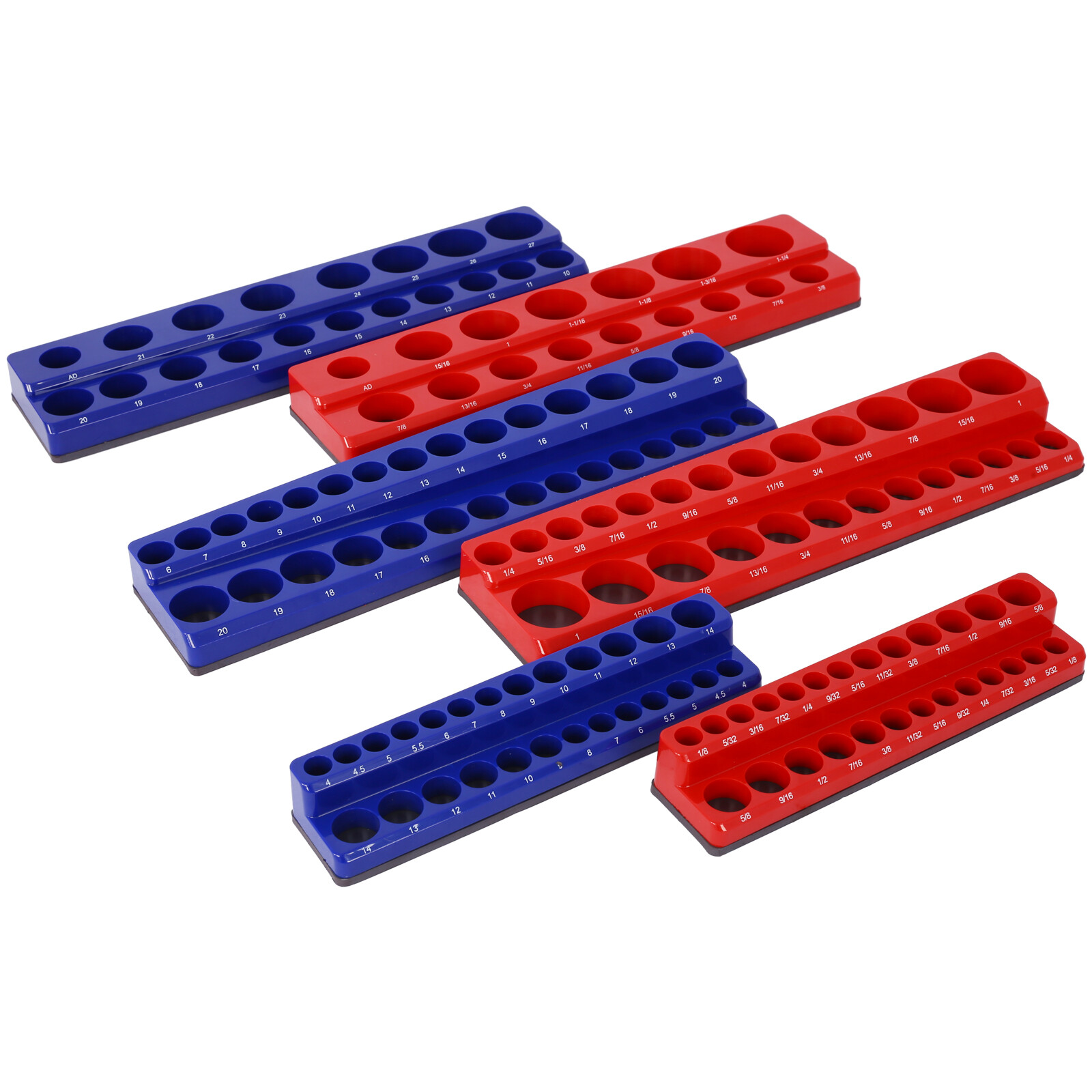 6x Magnetic Socket Organizer 1/4" 3/8" 1/2" Metric SAE Socket Trays(NO Socket)