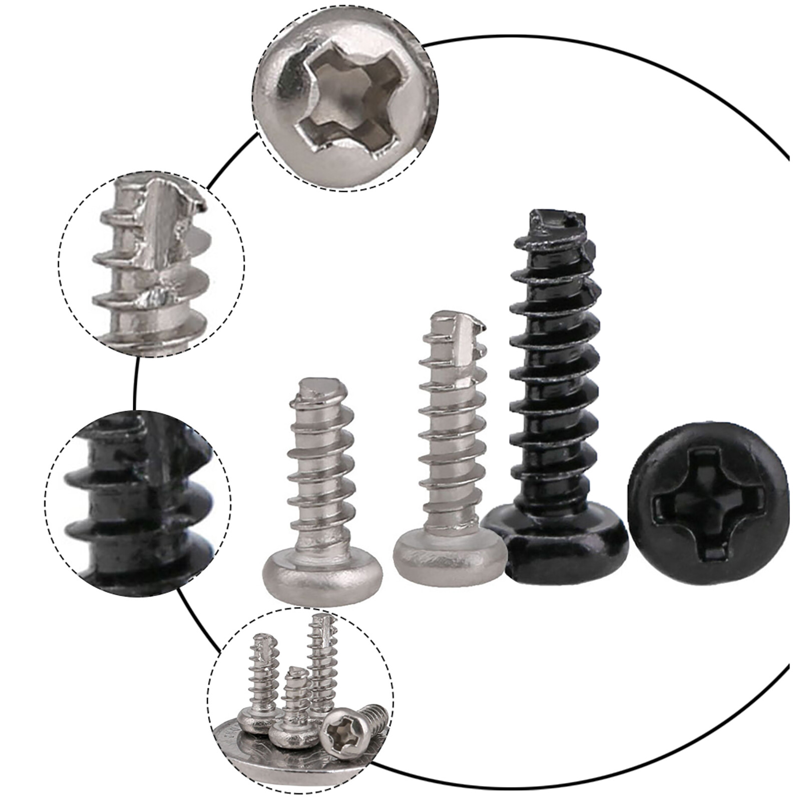 Phillips Self-tapping Screw Pan Head M2 2.3 2.6 3 2.5 Zinc/Nickel-plated Steel