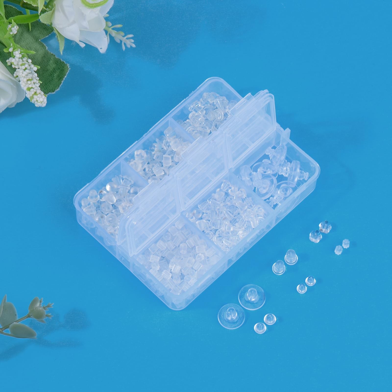 6 Styles Silicone Earring Backs for Studs/Droopy Ears/Heavy Earring 600 Pcs Cle