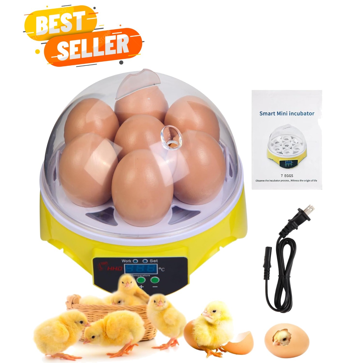 7-Egg Mini Egg Incubator with 360° View, Educational Hatching Kit for Kids, C...