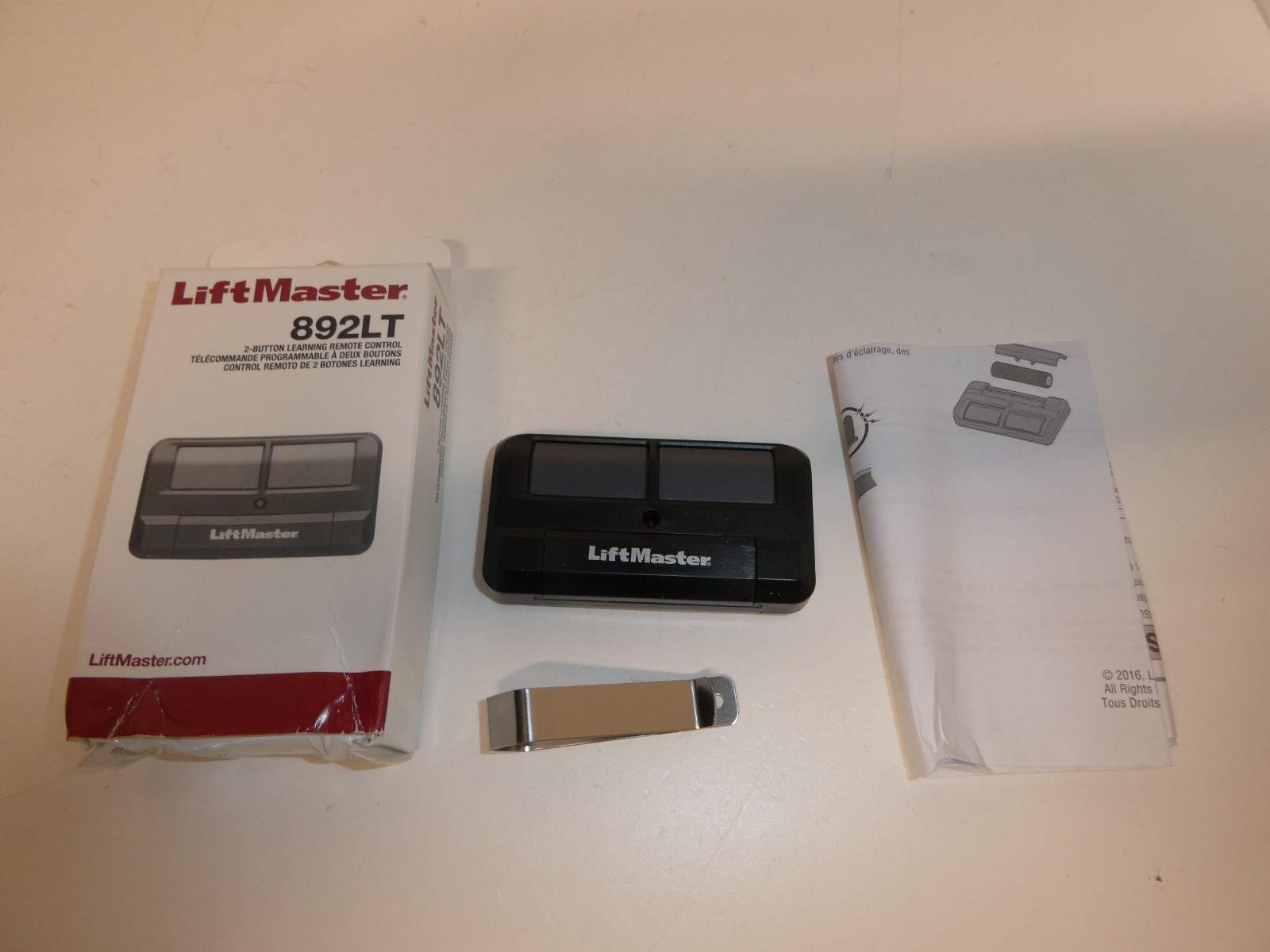 LiftMaster 892LT 2 Button Visor Learning Garage Door Learning Remote Control NEW