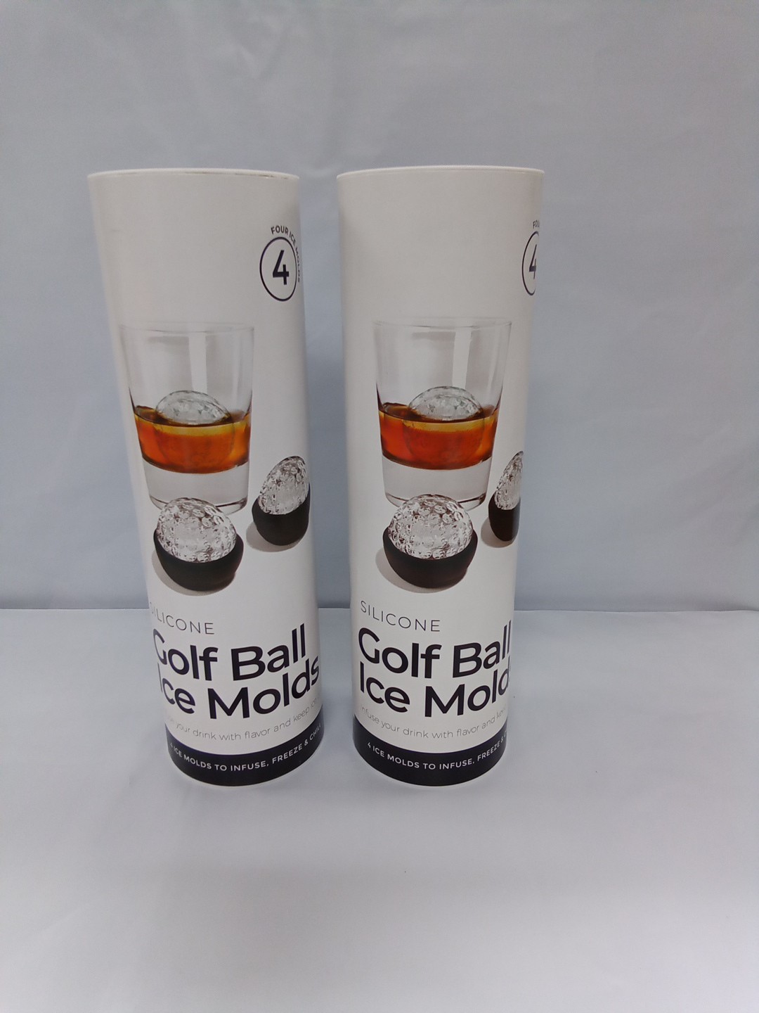 Silicone 4 Golf Ball Ice Molds. Place In Freezer And Freeze For 24 Hours Lot Of2