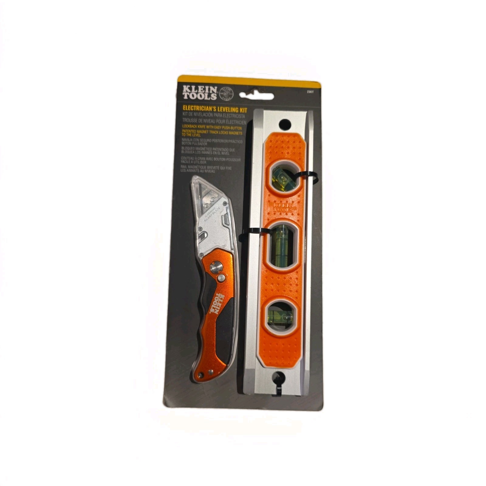 Klein Tools Electrician's Leveling Kit Magnetic Leveling Track Bright Orange