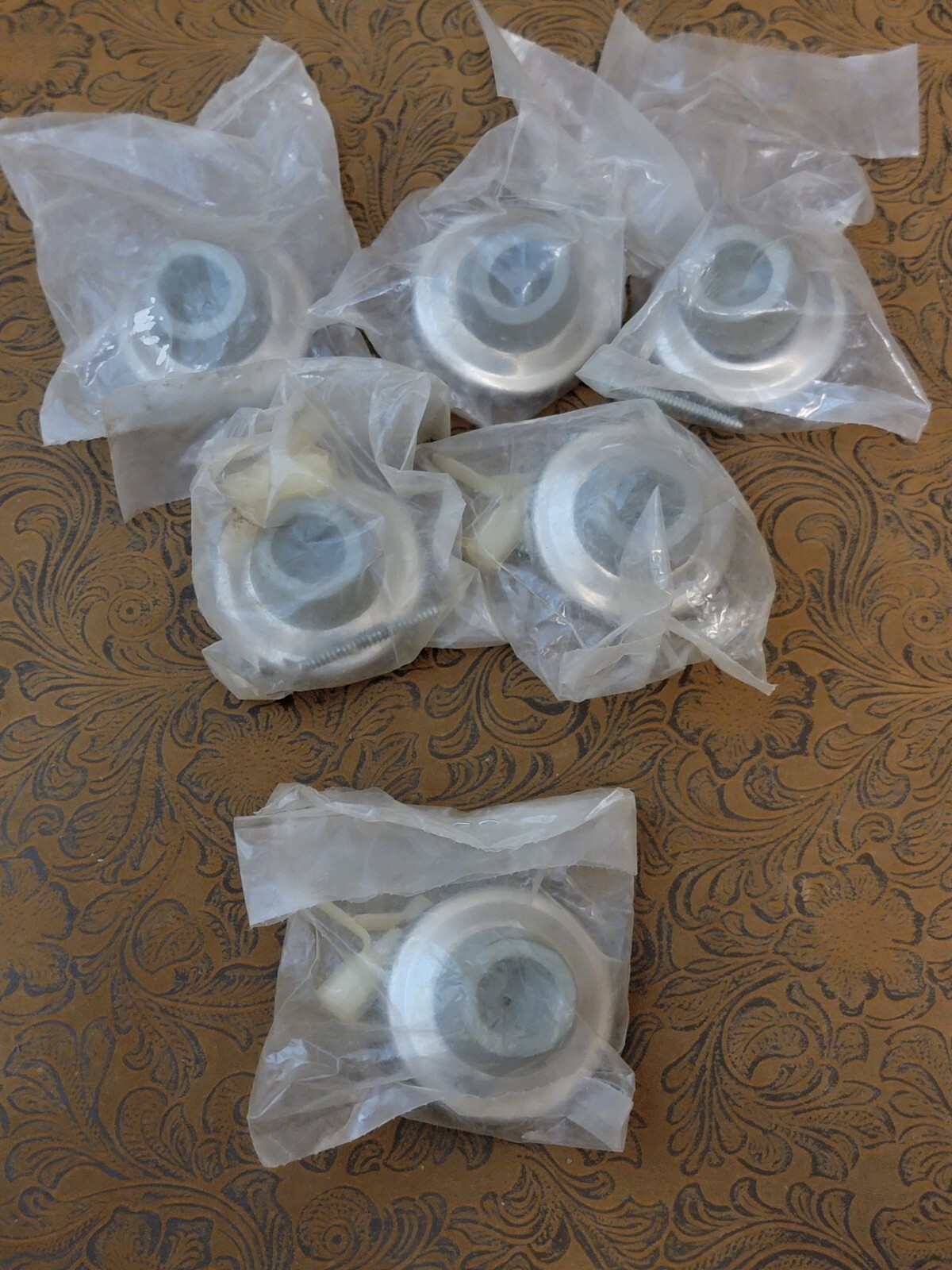 6x Trimco (?) Concave Wall Bumper Door Stop US26D US32D - 2-1/4" x 1" Lot #6 ჩ