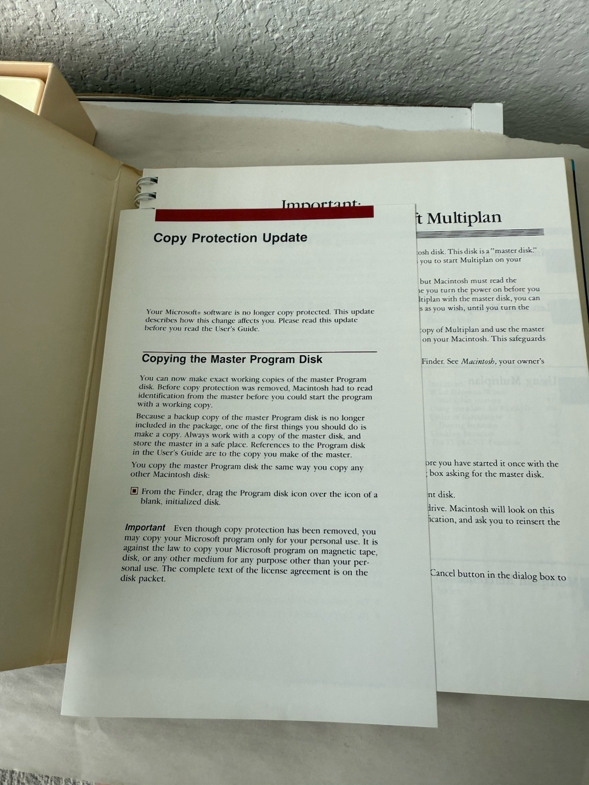 Microsoft MULTIPLAN Electronic Spreadsheet Program Apple Macintosh No Floppy