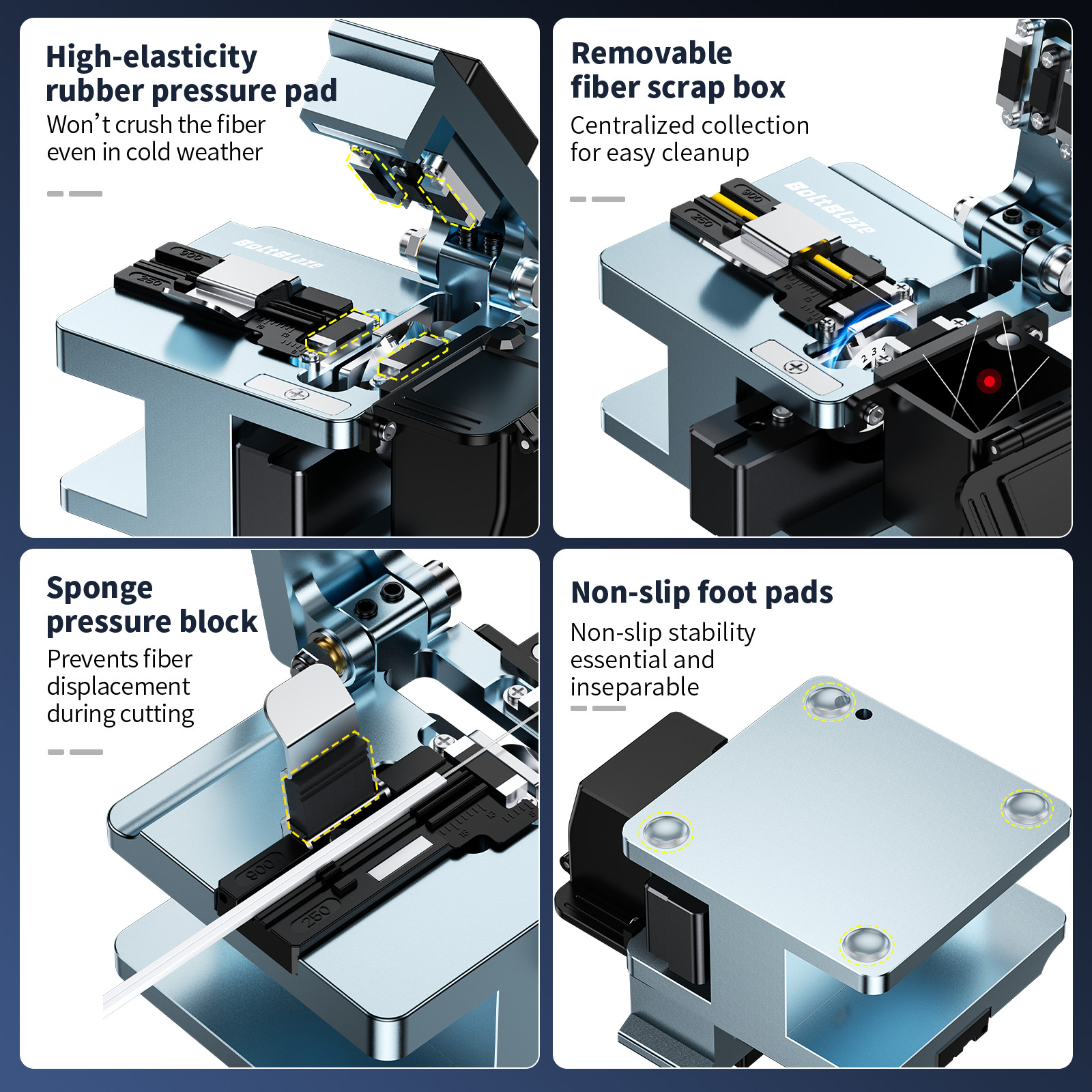 Professional FTTH Fiber Cutter with 16-Step Blade & Auto Return
