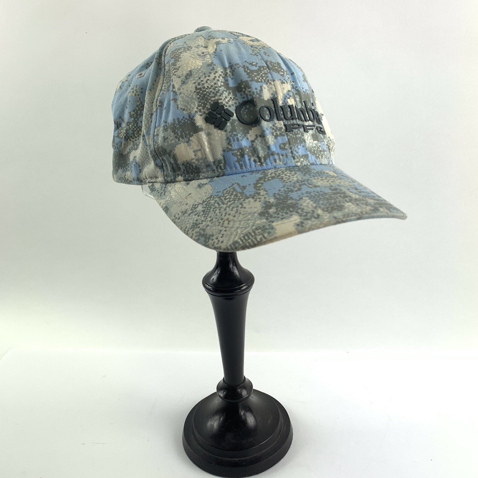 Columbia PFG Light Blue Pixilated Hat Cap Performance Fishing Gear Size S/M