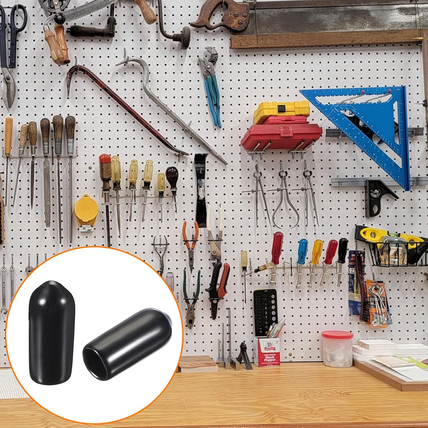 300pcs Pegboard Hooks Protector Rubber End Caps, Peg Board Hook Flexible Prongs