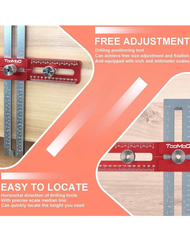 Cabinet Hardware Handle Jig, Adjustable Cabinet Hole Drilling Template Tool