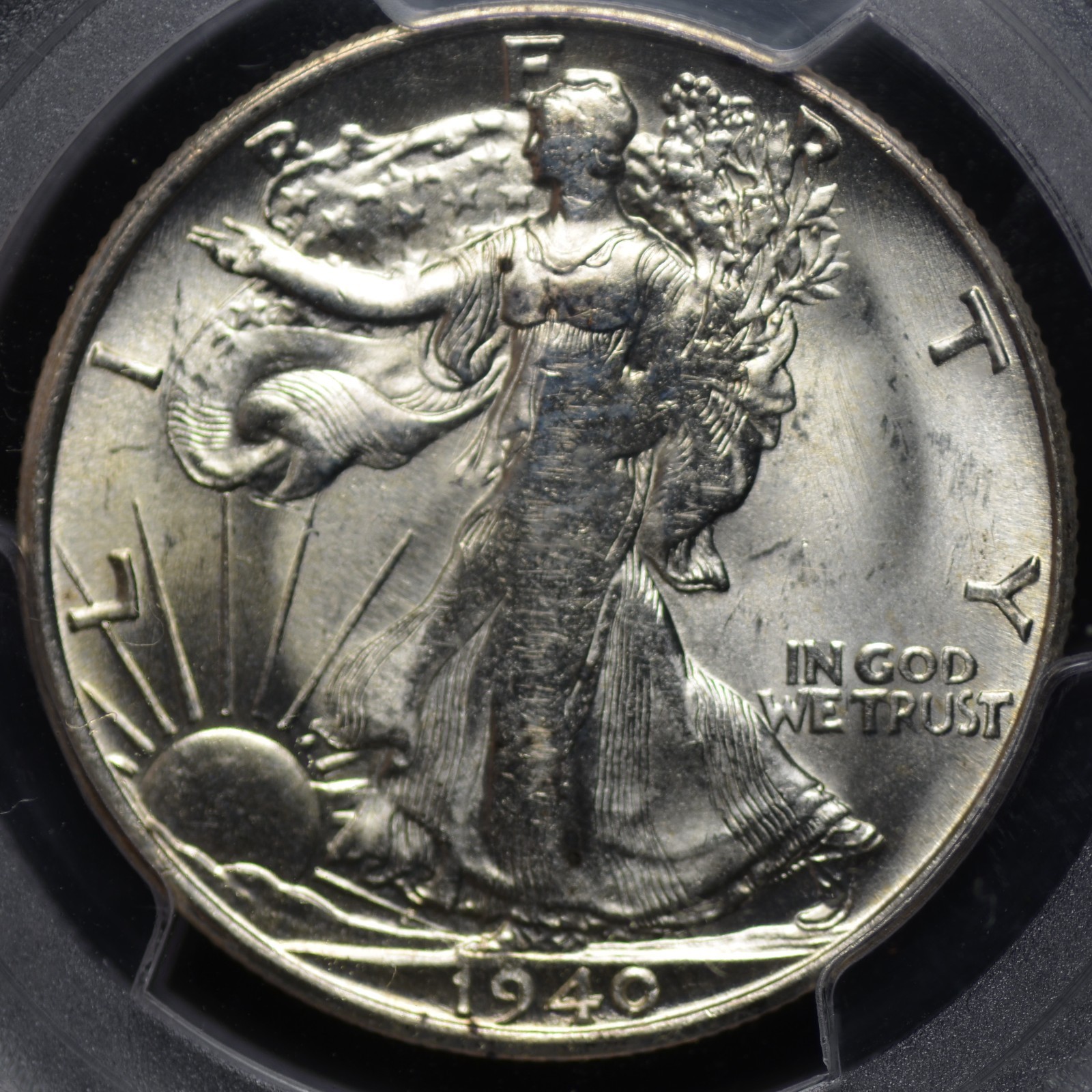 1940 S WALKING LIBERTY HALF DOLLAR PCGS MS 63 FROSTED BLAST WHITE LUSTER, SOFT