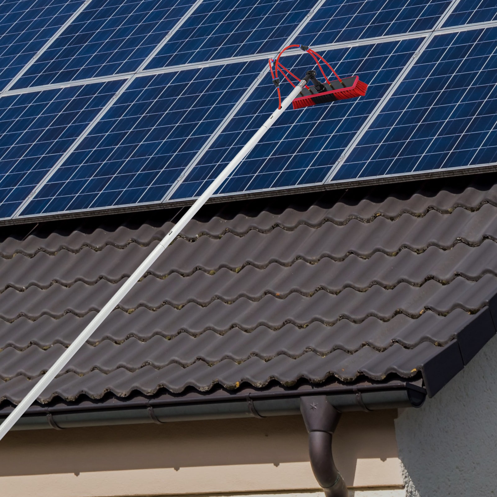 Solar Panel Cleaning Brush Outdoor Window Adjustable Pole Cleaning Kit