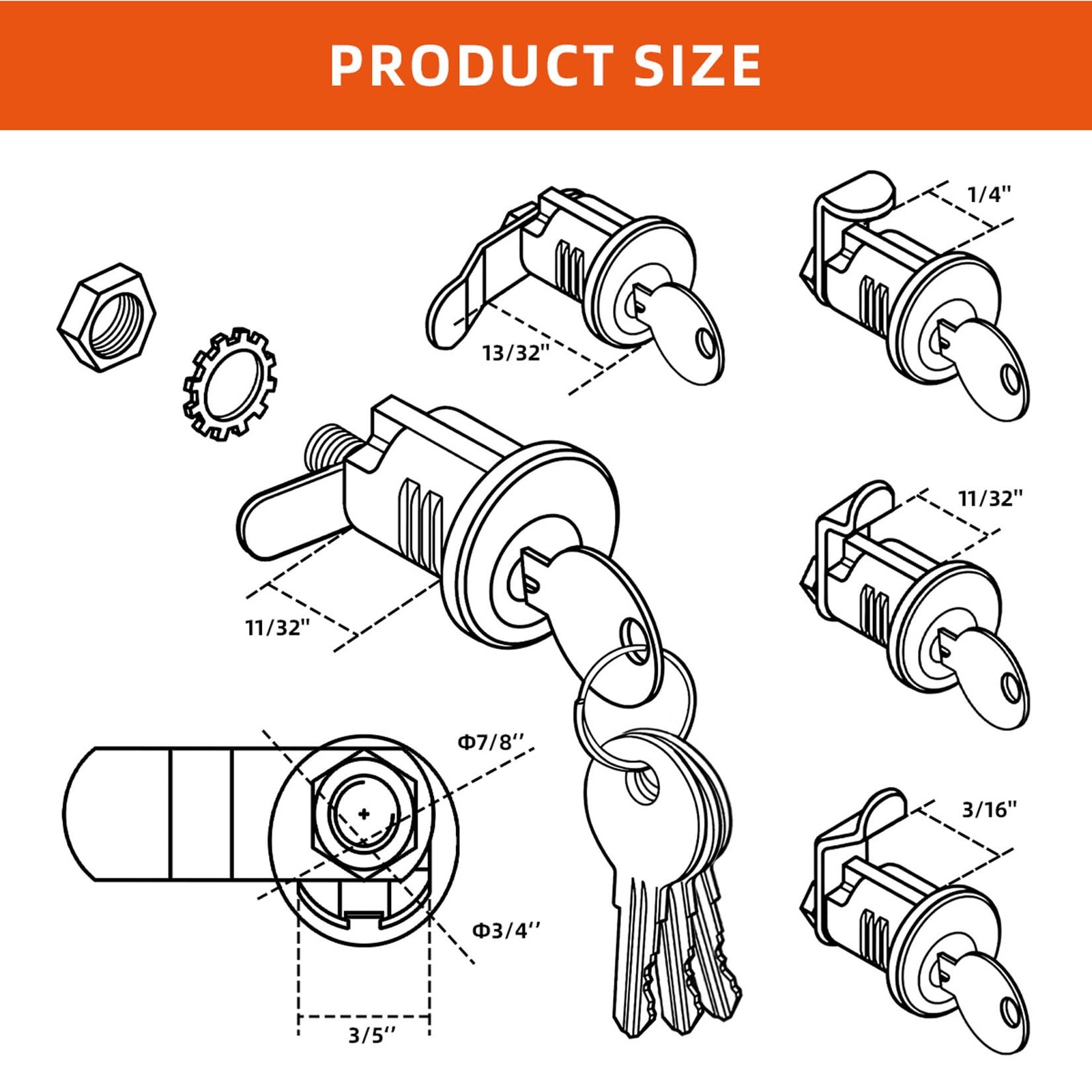 Mailbox Lock Replacement with 4 Keys - Multipurpose Mail Box Locks Compatible...