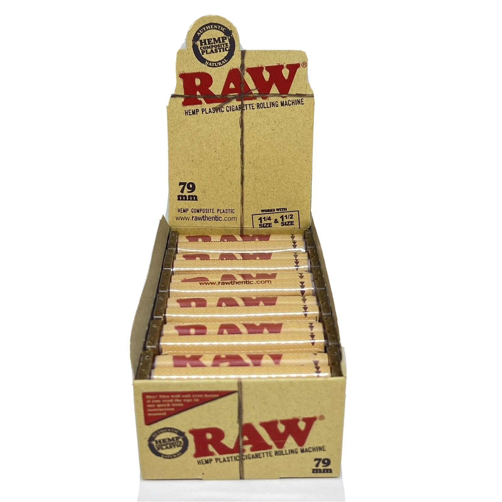Raw 79mm Rolling Machine Roller Hemp composite Plastic Display/Retailer Box 12ct