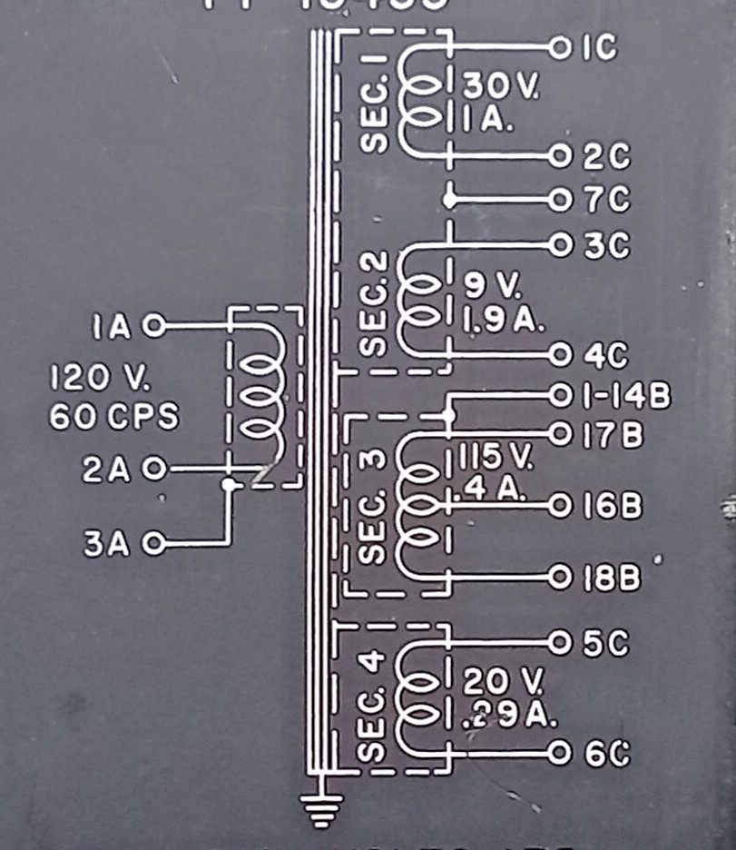 1 QTY  MILW. TRANS CO Power Transformer   120V - 1-2-3A @ SEC  9V-20V- 30V- 115V