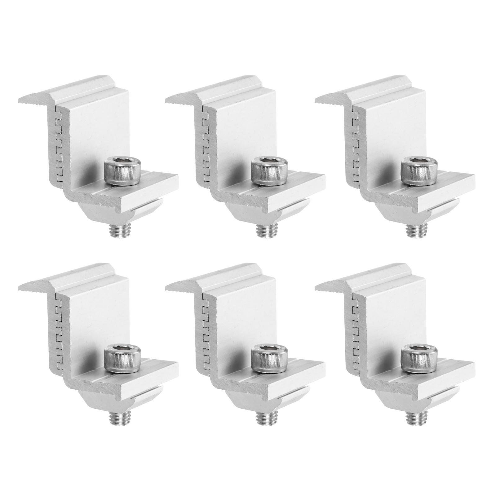 6 x Solar End Clamp Solar Panel Mount Bracket Silver Mounting Clamps 35-45mm