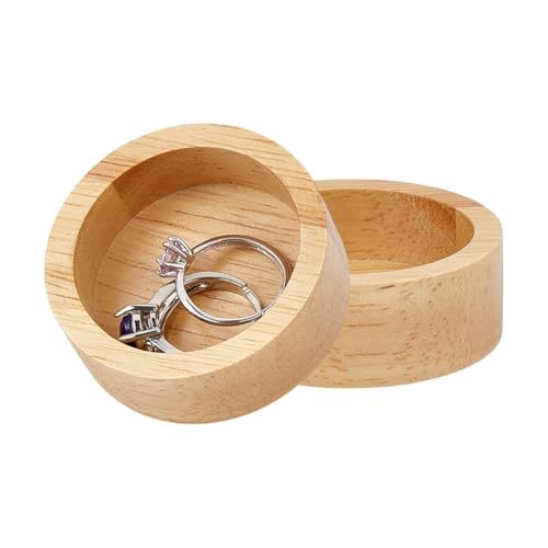 2pcs Wood Ring Tray, 2 inch Small Round Jewelry Holder Dish Ring Earring Dish