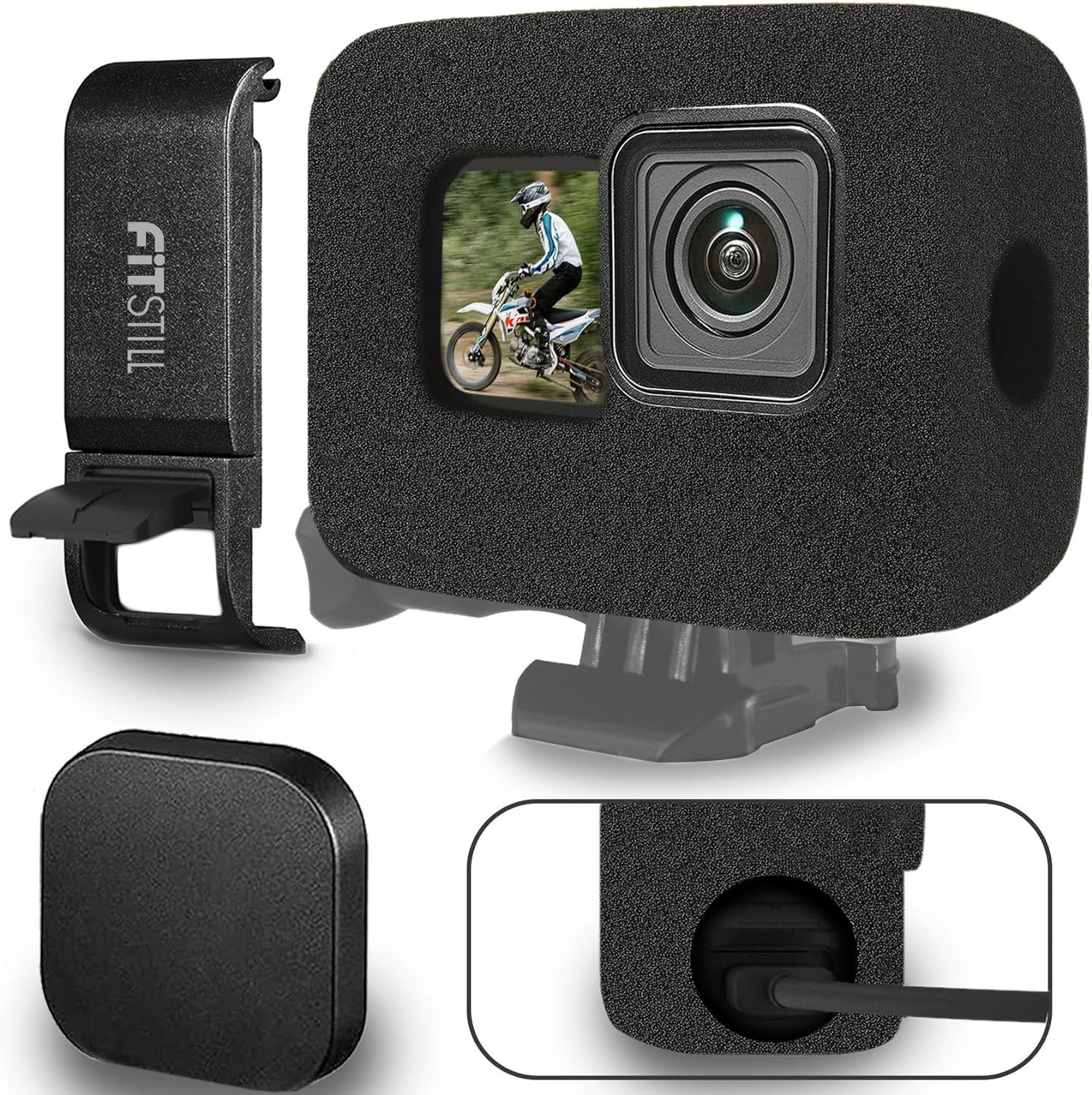 Fitstill Windslayer Cover Muffler Windproof Housing Frame Case Side Door for Go