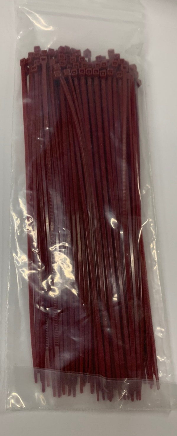 1000 pcs 8" Air Handling Plenum Rated Cable Tie, Burgundy, 10 bags of 100