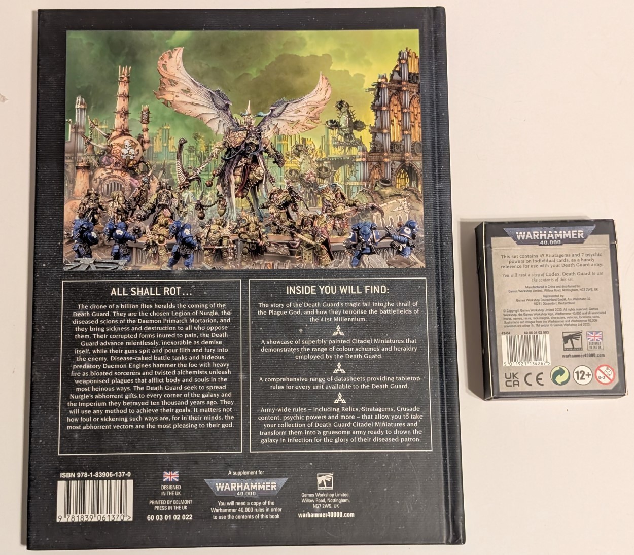 Warhammer 40k Death Guard codex and datacards; 9th edition, OOP