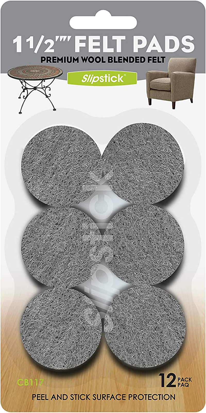 Premium Wool Felt Furniture Pads/Chair Feet Floor Protectors (1.5 Inch Round) In
