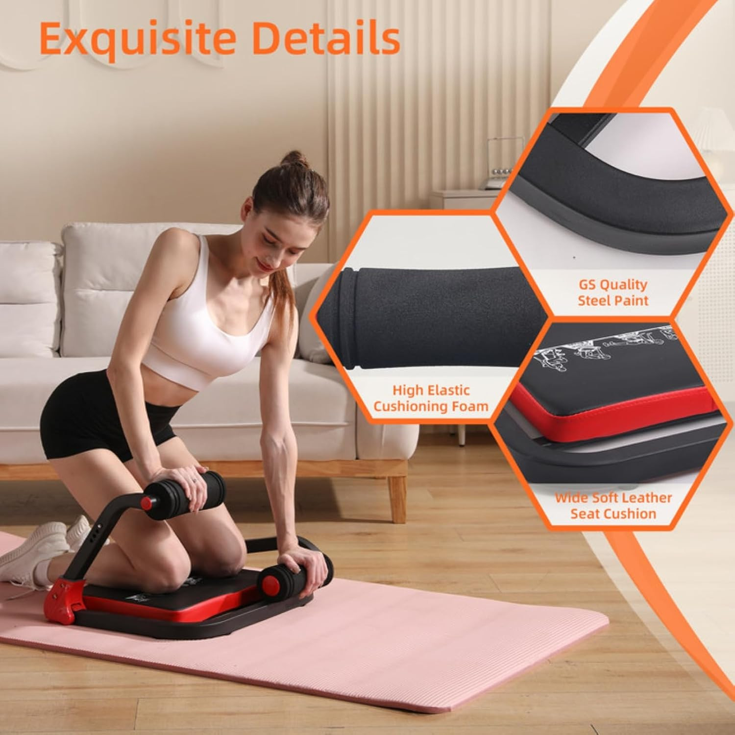 Ab Machine with Resistance Bands for Abdominal Exercise - 3 Levels Adjustable S
