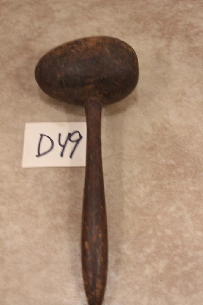 D49 ANTIQUE PRIMITIVE WOOD HANDLE HAMMER MALLET FARM RUSTIC VINTAGE TOOL