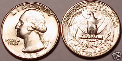 1980-D GEM BRILLIANT UNCIRCULATED WASHINGTON QUARTER~FREE SHIPPING~SEE OUR COINS