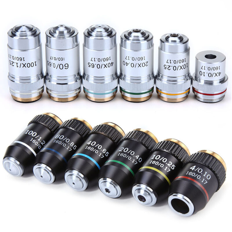 Microscope 195 Achromatic Objective Lens 4X 10X 20X 40X 60X 100X