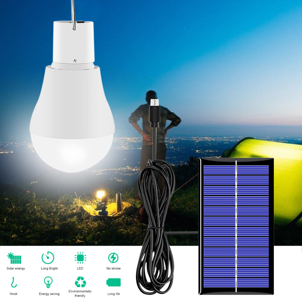 15W LED Solar Panel Powered Tent Lamp Yard Portable Camping Bulb Light Outdoor