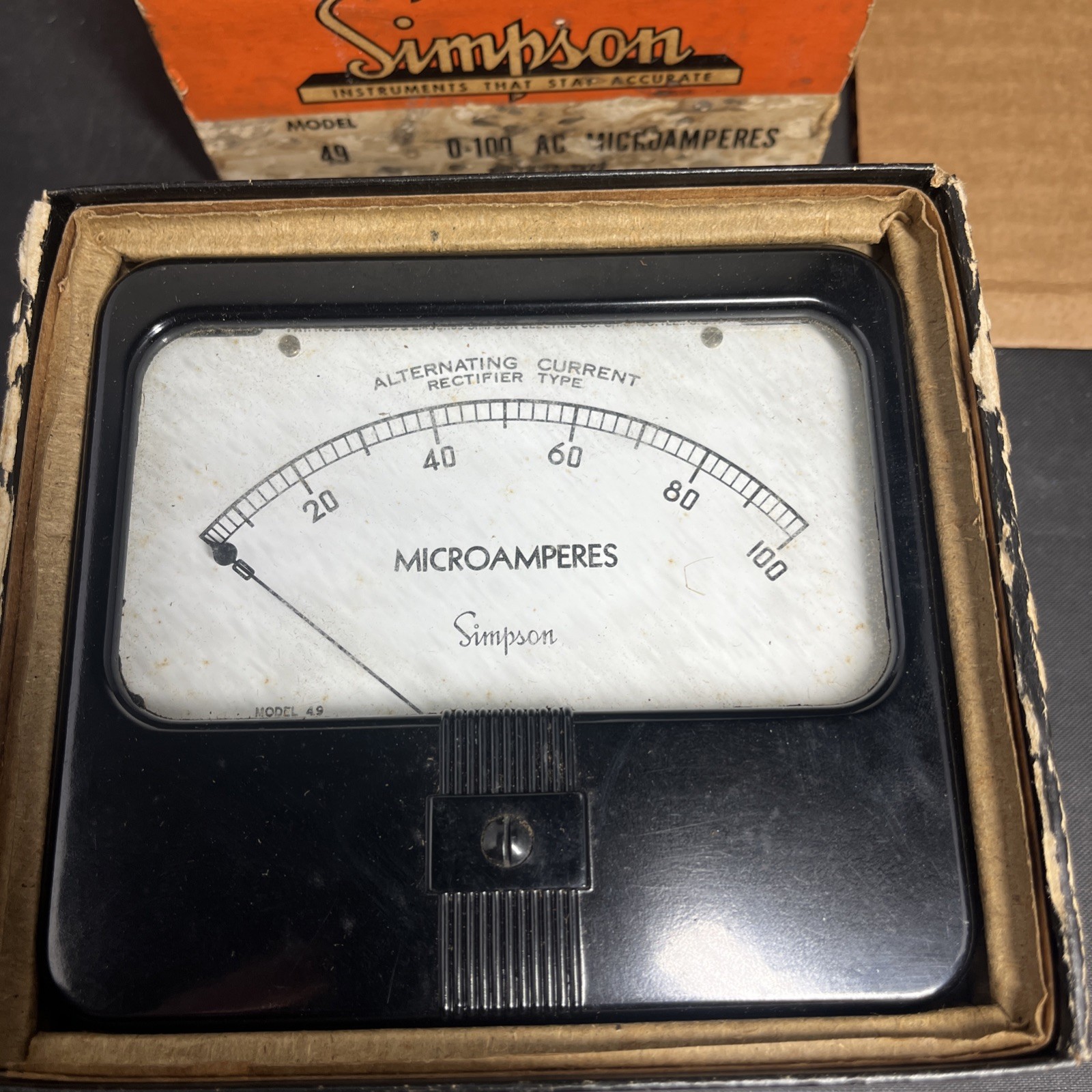 Simpson Electric Mid Century Style Analog Panel Meter Amps