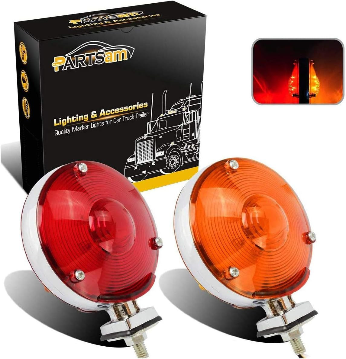 4" Round Double Face LED Pedestal Lights for Trucks and Trailers, DOT Compliant