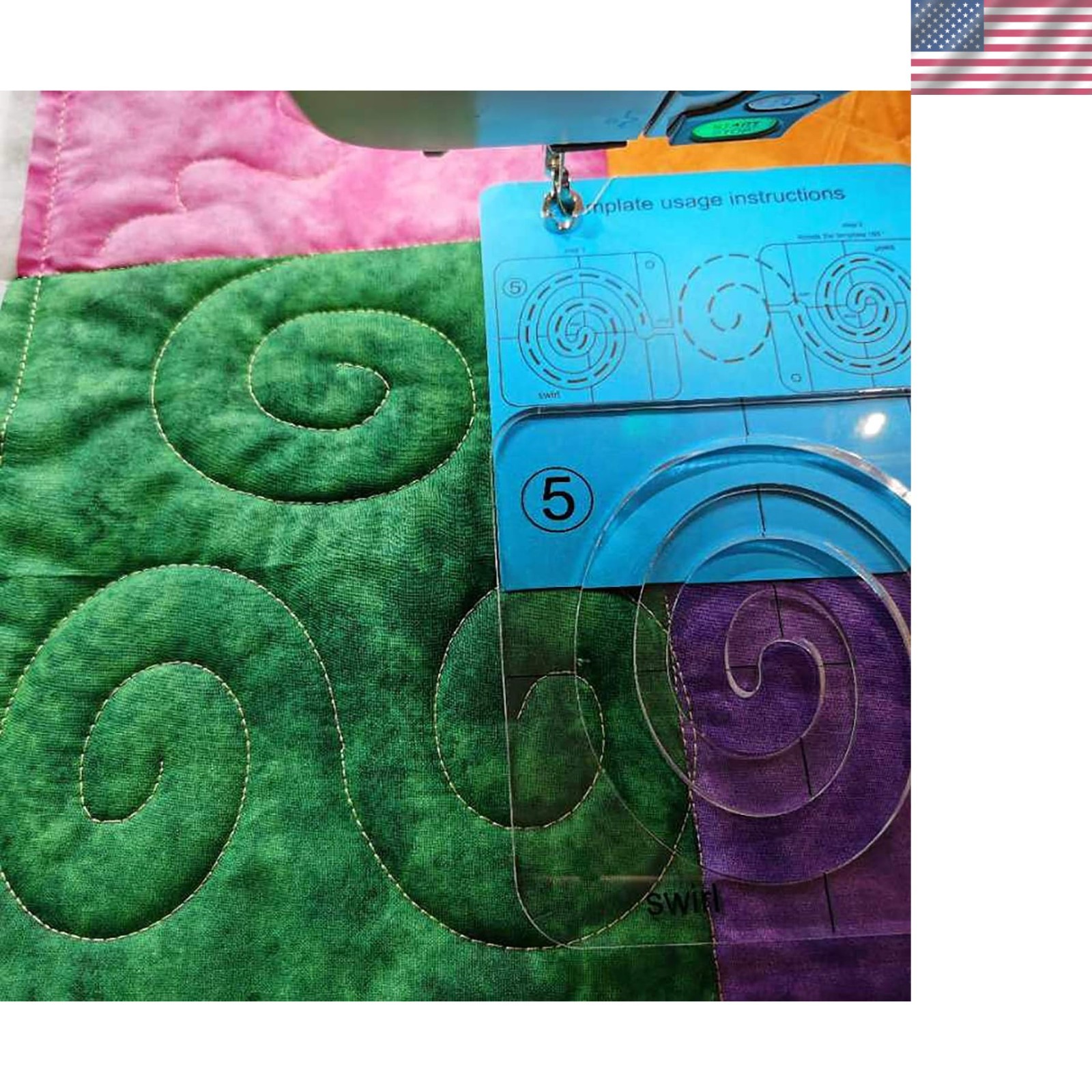 Free Motion Quilting Template Series 5 - Swirl Ruler for Domestic Machines