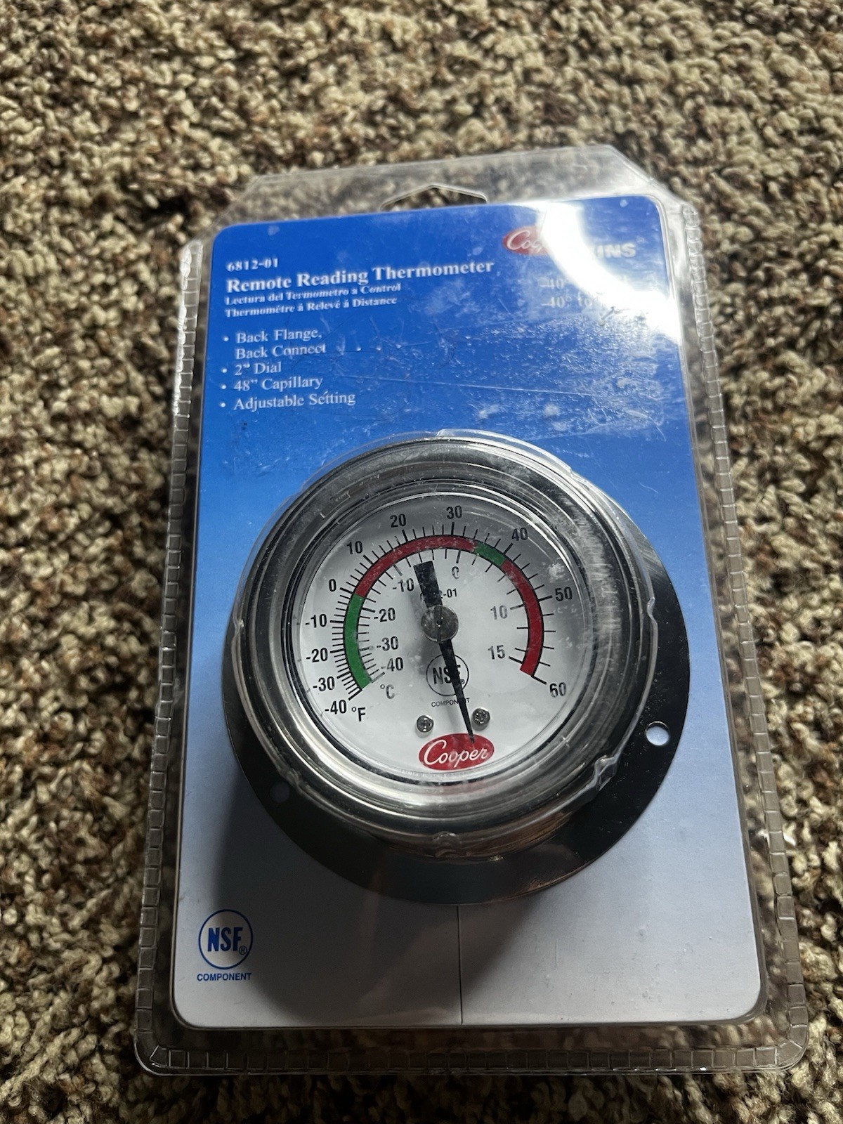 Cooper-Atkins 6812-01 Remote Reading Vapor Tension Panel Thermometer