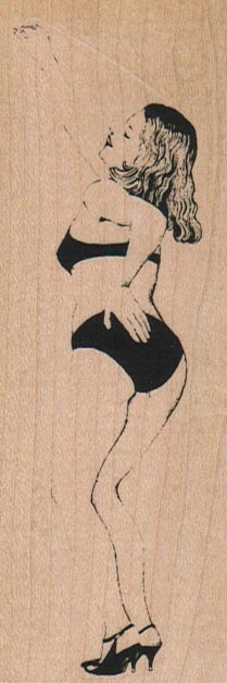 Bummer Lady 1 1/2 x 4 1/4" Rubber Stamp, Woman Stamp, Lady Stamp