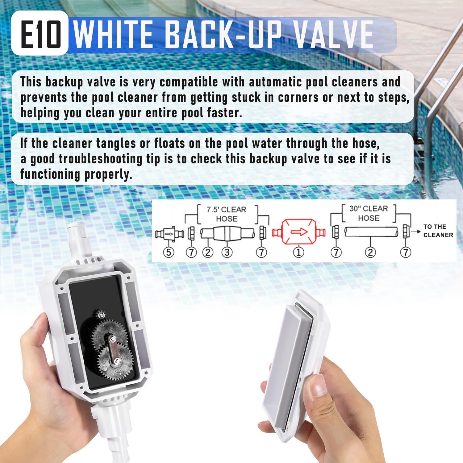 for Pentair E10 White Back-Up Valve Replacement Automatic Pool Cleaner