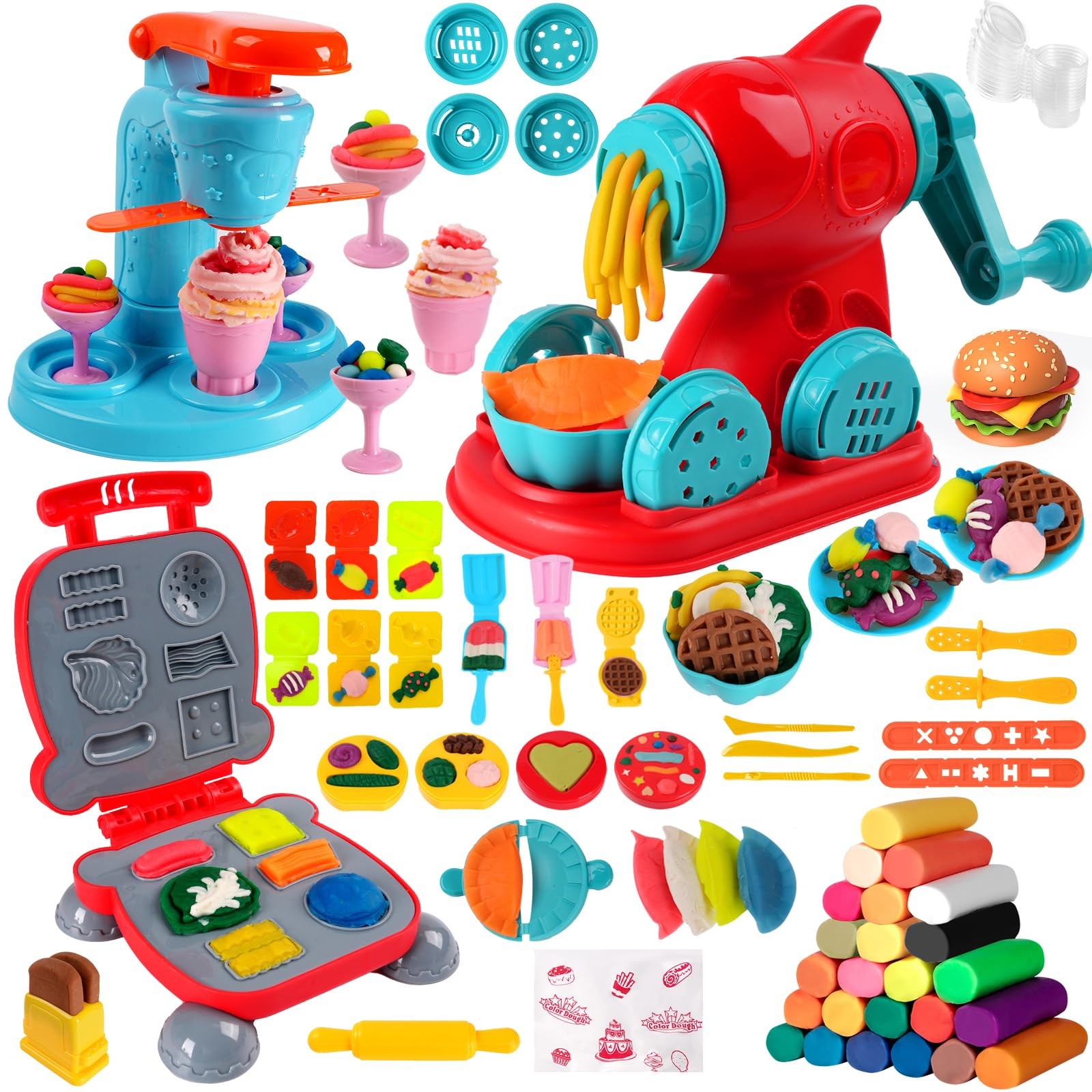 3-in-1 Color Dough Kitchen Creations Set for Aged 3-8, 24 Colors Dough Playse...
