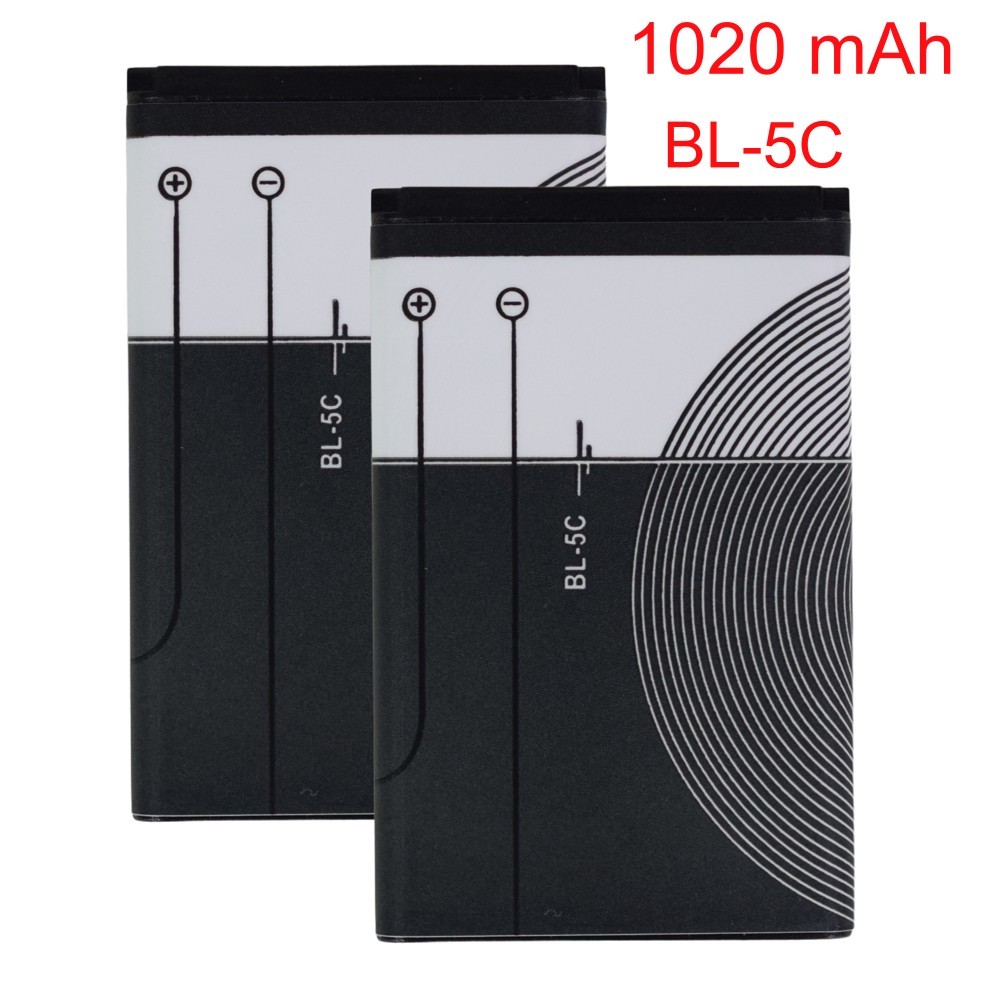 2 Pack BL-5C Li-ion Battery 1020mAh 3.7v  Replacement for Radio, Speaker, Camera