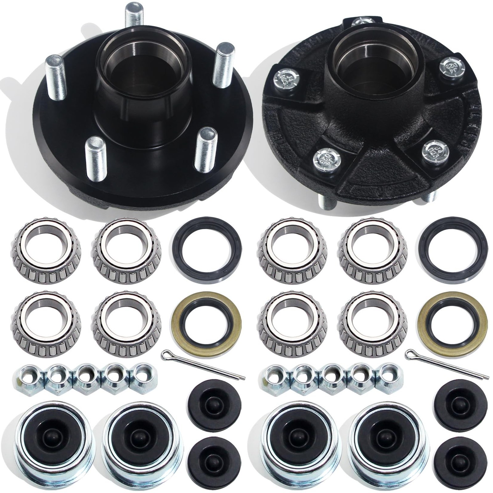 2Sets 5 on 4.5'' Trailer Hub Kits for 2000lbs 1'' or 1-1/16'' Straight Axle, ...
