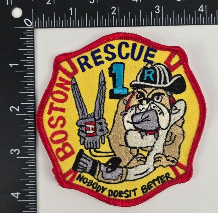 Vintage Boston Rescue 1 Nobody Does It Better Patch- Bulldog, gold
