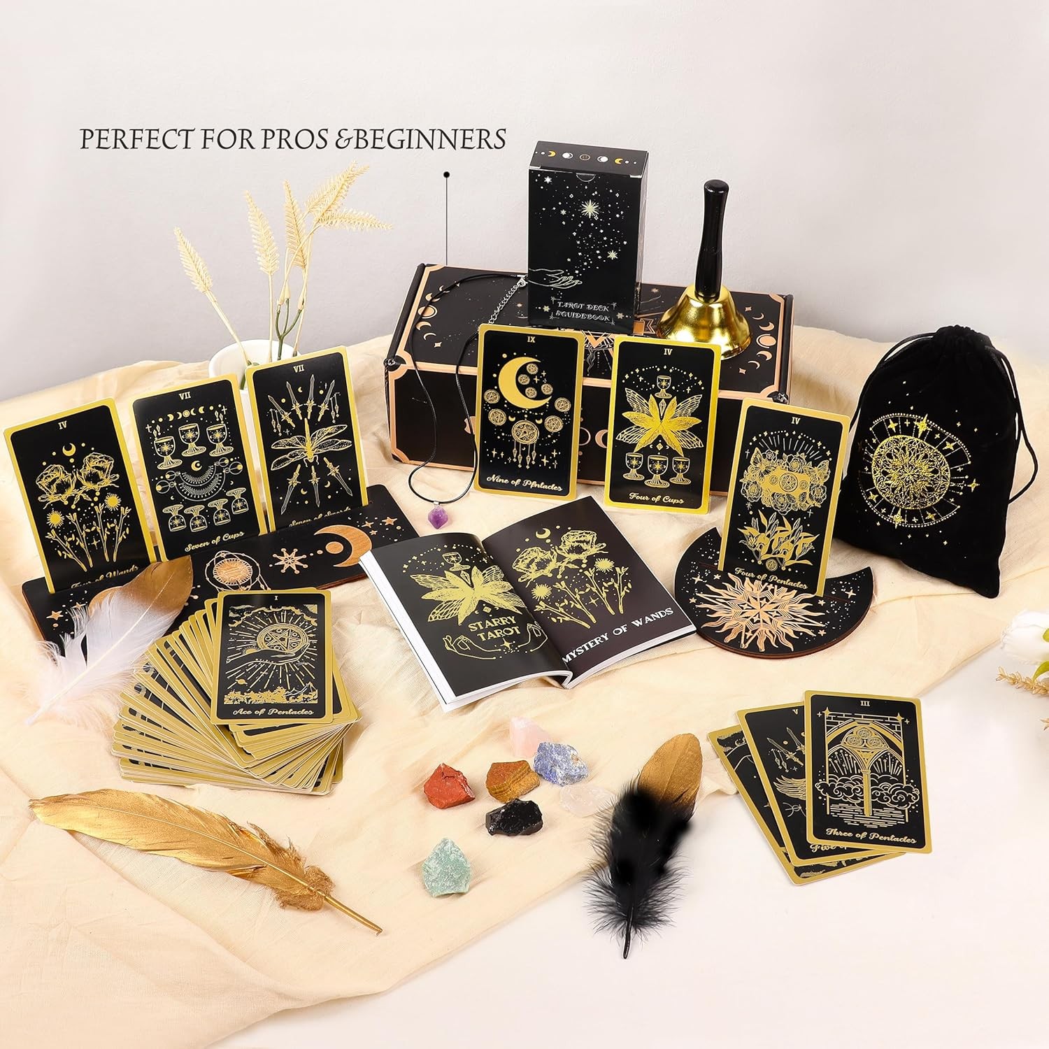 78 Tarot Cards with Guidebook - Deck Gift Set Cloth &...